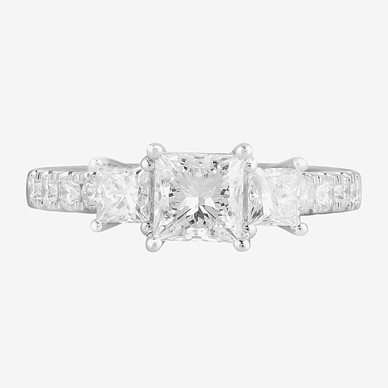 Love Lives Forever (F / Si2) Womens 1 CT. T.W. Lab Grown White Diamond 10K Gold Side Stone 3-Stone Engagement Ring