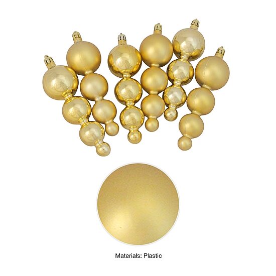 6ct Vegas Gold Shatterproof 2-Finish Christmas Ornaments 5.75"