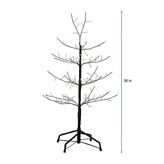 Kurt Adler 3-Foot Black Twig Tree with Warm White Cool White Twinkle Lights