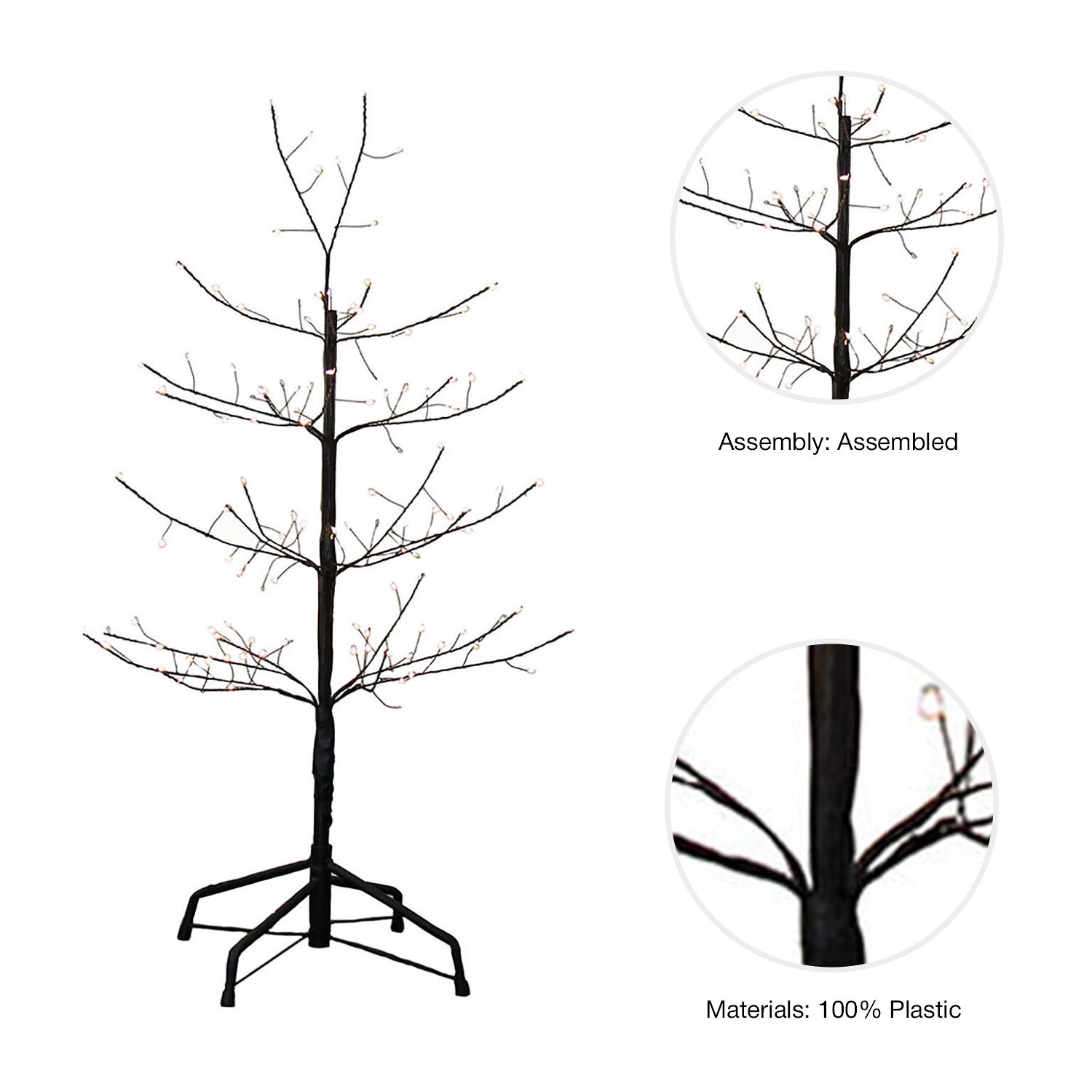 Kurt Adler 3-Foot Black Twig Tree with Warm White Cool White Twinkle Lights