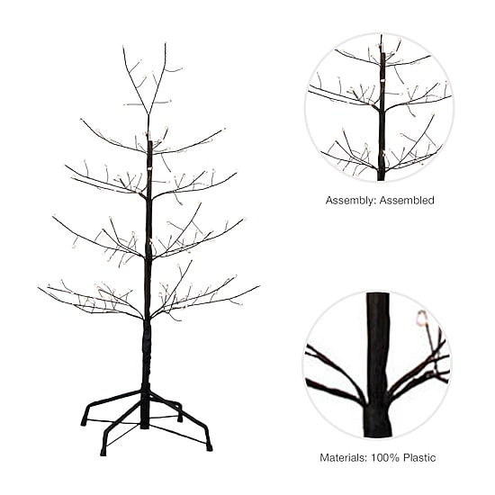 Kurt Adler 3-Foot Black Twig Tree with Warm White Cool White Twinkle Lights