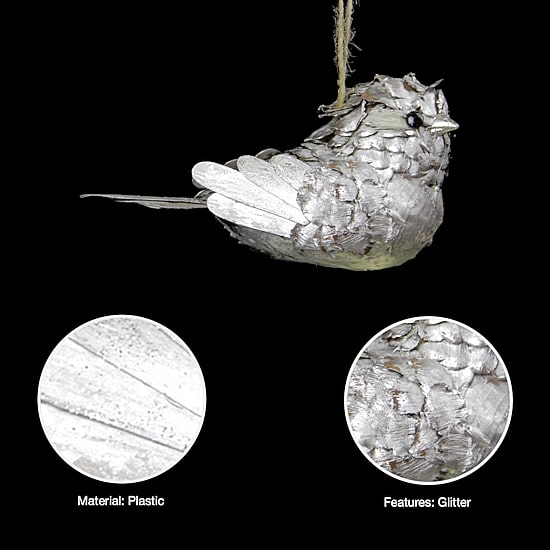 8'' Silver Glittered Pine Cone Bird Christmas Ornament