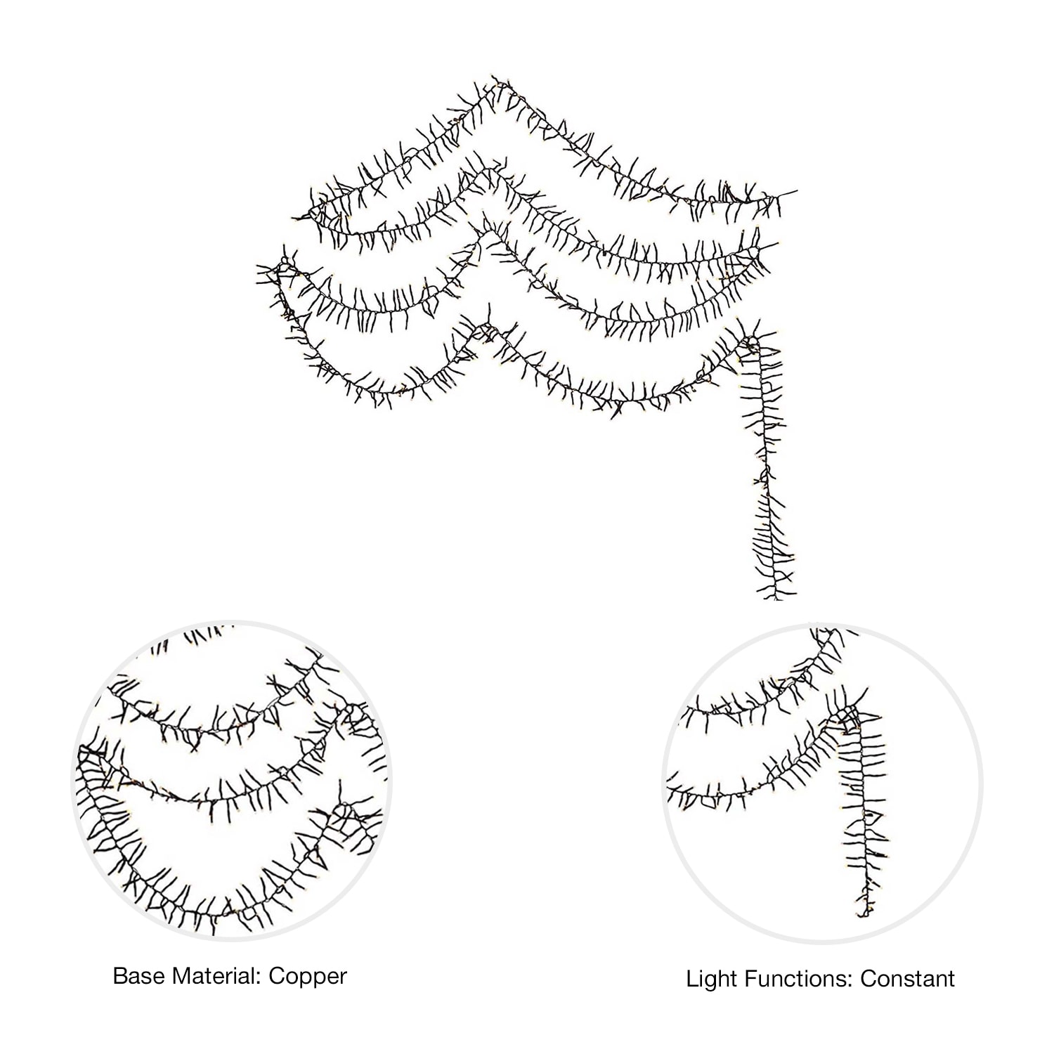 Kurt Adler 3000-Light 98-Foot Cluster Garland with Warm White LED Lights