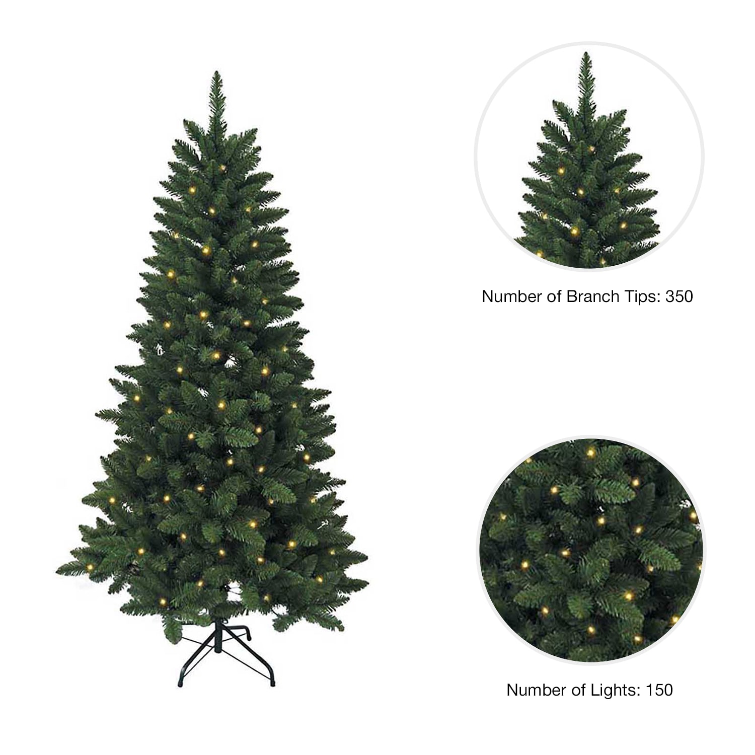 Kurt Adler 4.5-Foot Pre-Lit LED Green Pine Christmas Tree