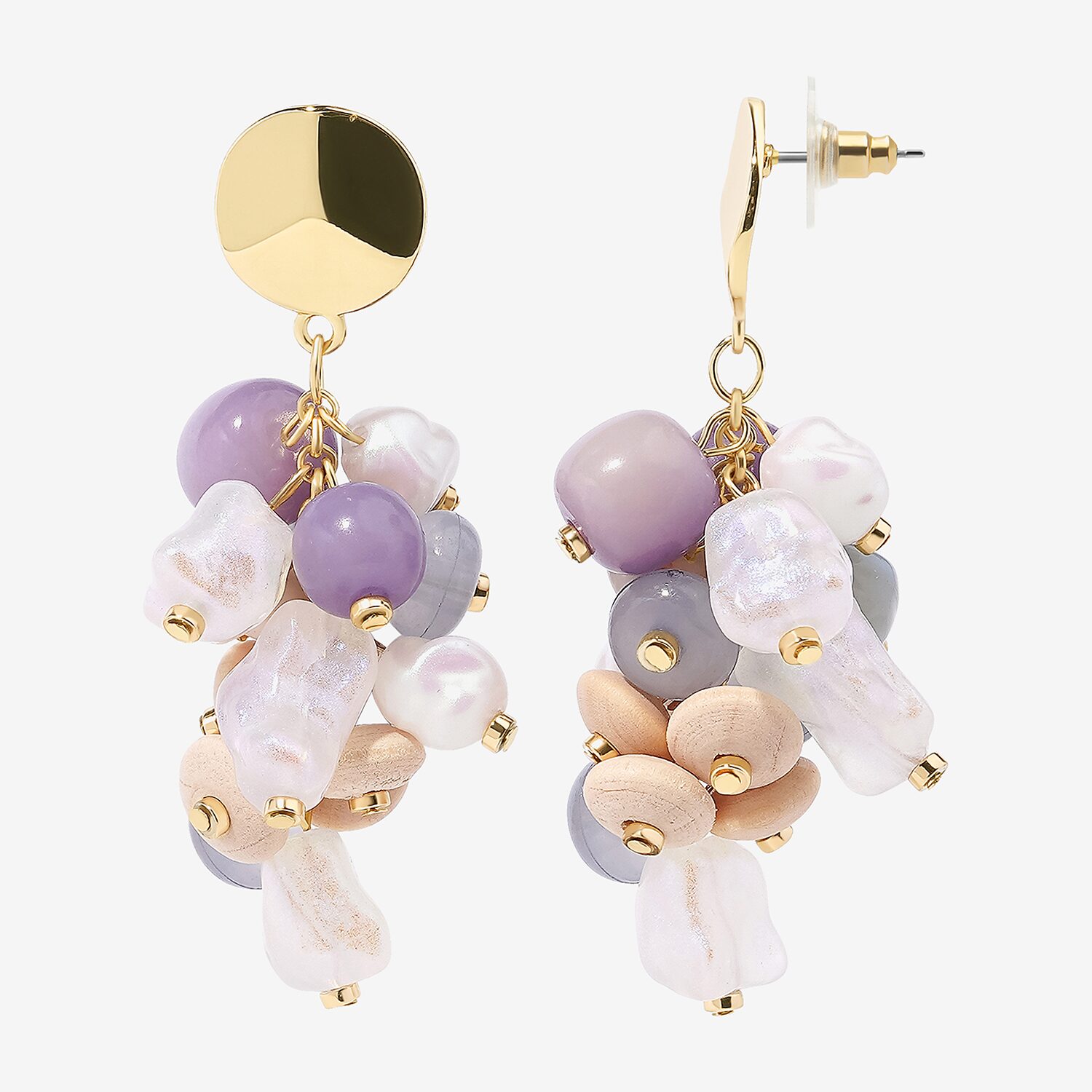 Bijoux Bar Gold Tone Womens Multi Color Simulated Pearl Drop Earrings