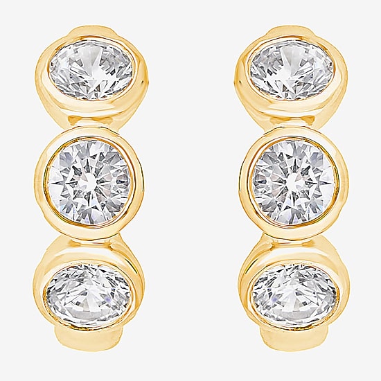 (G/ Si2) Womens 1 1/2 CT. T.W. Lab Grown White Diamond 10K Gold 16.2mm Hoop Earrings