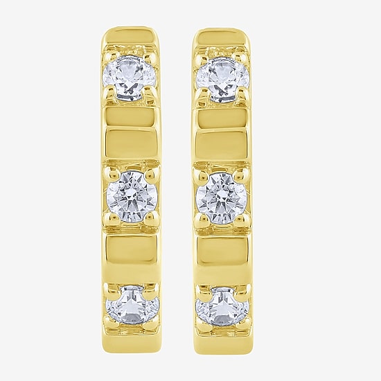 (G/ Si2) Womens 1/4 CT. T.W. Lab Grown White Diamond 10K Gold 13.8mm Hoop Earrings