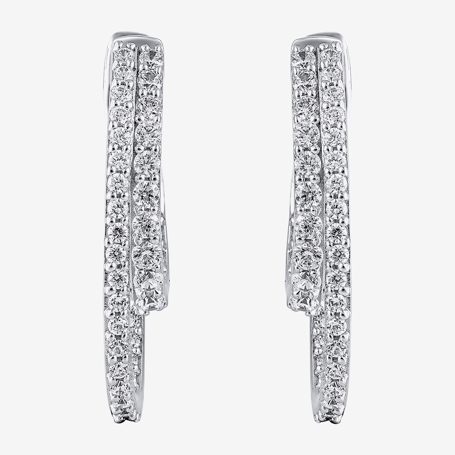 (G/ Si2) Womens 1 CT. T.W. Lab Grown White Diamond 10K Gold 22.5mm Hoop Earrings