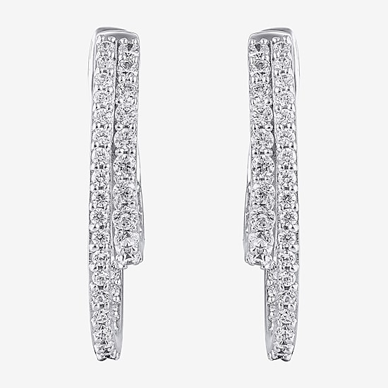 (G/ Si2) Womens 1 CT. T.W. Lab Grown White Diamond 10K Gold 22.5mm Hoop Earrings