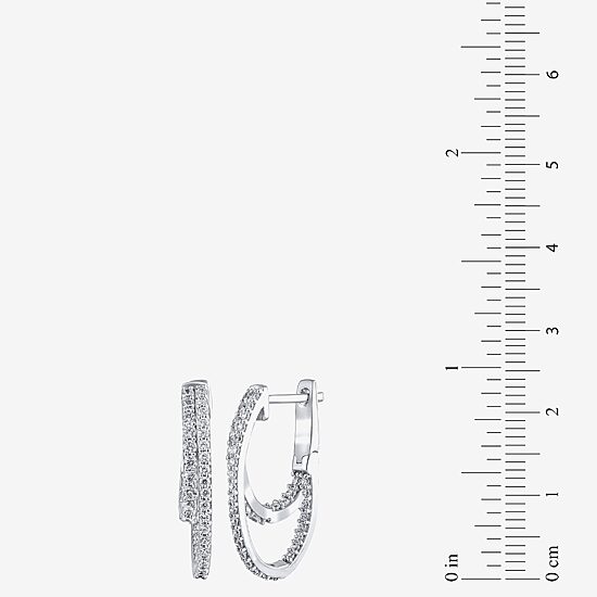 (G/ Si2) Womens 1 CT. T.W. Lab Grown White Diamond 10K Gold 22.5mm Hoop Earrings