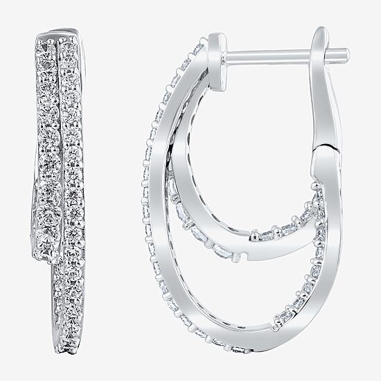 (G/ Si2) Womens 1 CT. T.W. Lab Grown White Diamond 10K Gold 22.5mm Hoop Earrings
