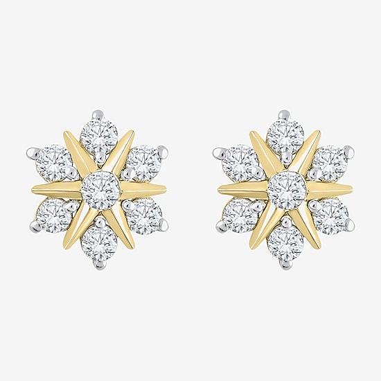 (G/ Si2) 1/2 CT. T.W. Lab Grown White Diamond 10K Gold 9.6mm Stud Earrings