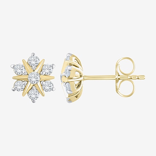 (G/ Si2) 1/2 CT. T.W. Lab Grown White Diamond 10K Gold 9.6mm Stud Earrings
