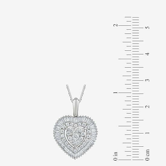 Diamond Blossom (G / Si2) Womens 1 CT. T.W. Lab Grown White Diamond 10K Gold Heart 18 Inch Pendant Necklace