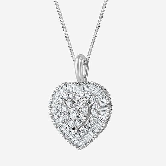 Diamond Blossom (G / Si2) Womens 1 CT. T.W. Lab Grown White Diamond 10K Gold Heart 18 Inch Pendant Necklace