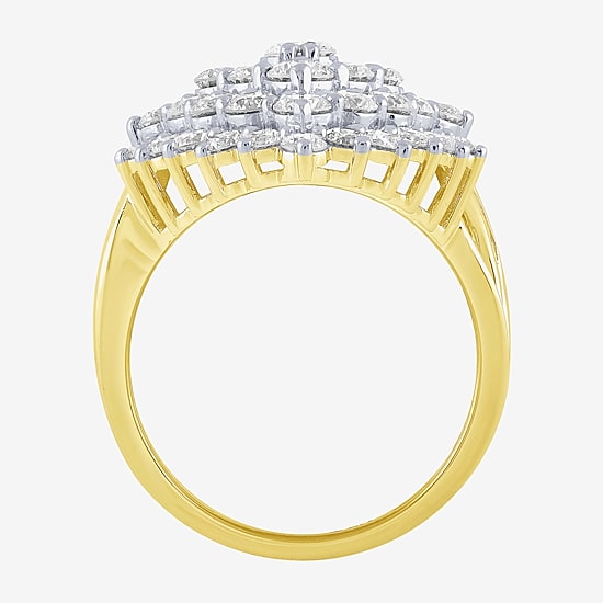 (G/ Si2) Womens 4 CT. T.W. Lab Grown White Diamond 10K Gold Marquise Cocktail Ring