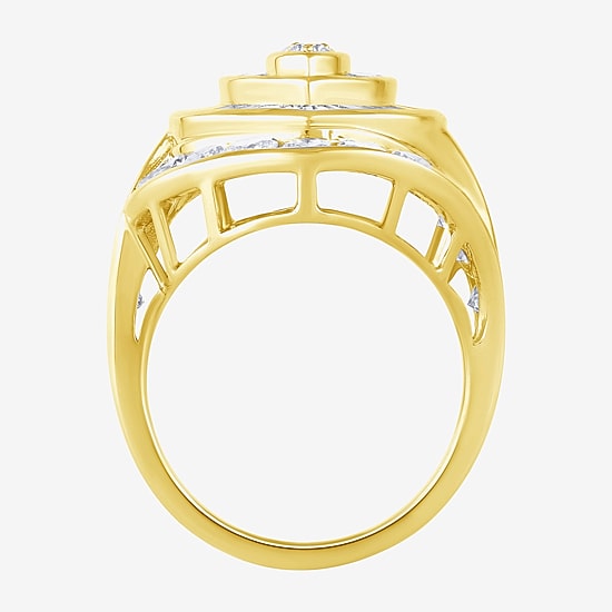 (G/Si2) Womens 4 CT. T.W. Lab Grown White Diamond 10K Gold Marquise Cluster Cocktail Ring