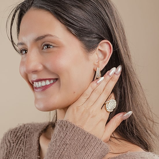 (G/Si2) Womens 4 CT. T.W. Lab Grown White Diamond 10K Gold Marquise Cluster Cocktail Ring