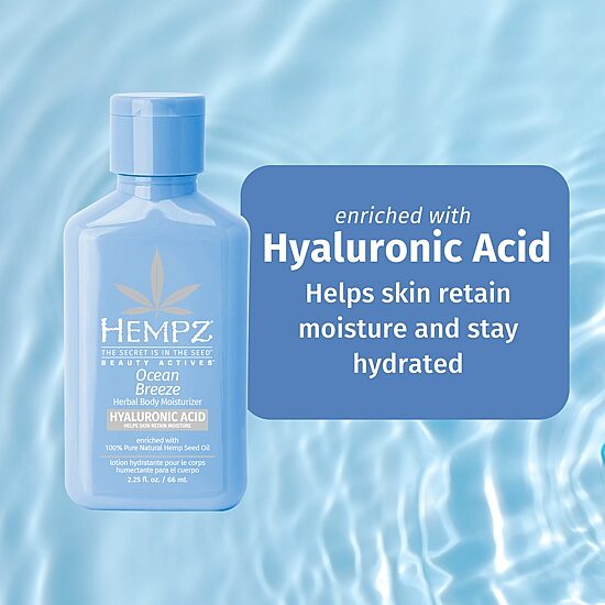 Hempz Mini Ocean Breeze Herbal Body Moisturizer With Hyaluronic Acid 2.25 Oz.