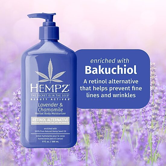 Hempz Lavender & Chamomile Herbal Body Moisturizer With Retinol Alternative 17 Oz.