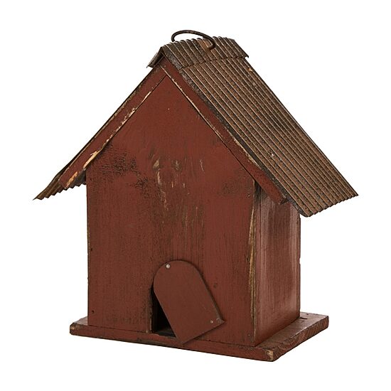 Glitzhome 8.66 Inch Height Distressed Heart Wooden Garden Birdhouse