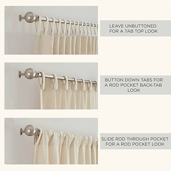 Linden Street Naturals 3-Ways To Hang Rod Pocket Back Tab Light-Filtering Single Curtain Panel