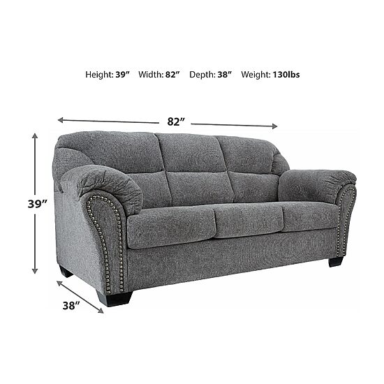 Signature Design by Ashley® Aldin Pad-Arm Sofa in Pewter Gray