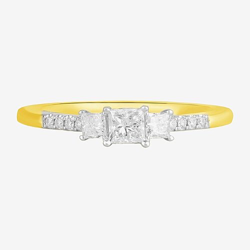 Love Lives Forever (F / Si2) Womens 1/2 CT. T.W. Lab Grown White Diamond 10K Gold Side Stone 3-Stone Engagement Ring, 8 1/2, Yellow