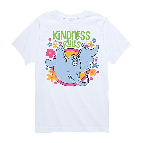 Big Kid Girls Round Neck Short Sleeve Classic Fit Dr. Seuss Graphic T-Shirt, Medium, White
