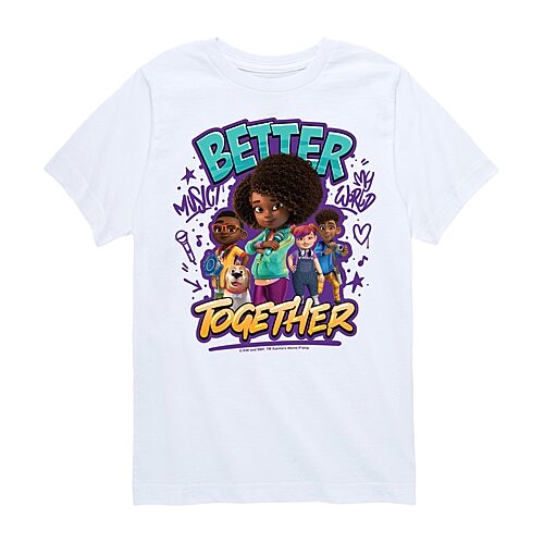 AIR WAVES Big Kid Girls Round Neck Short Sleeve Classic Fit Graphic T-Shirt, Large, White
