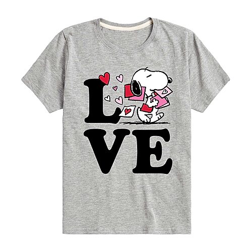 Big Kid Girls Round Neck Short Sleeve Classic Fit Peanuts Graphic T-Shirt, Medium, Gray