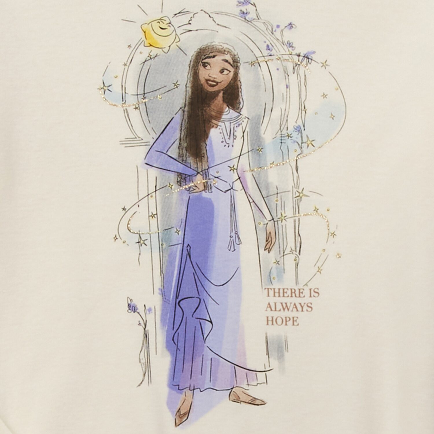 Disney Collection Little & Big Kid Girls Crew Neck Long Sleeve Regular Fit Wish Graphic T-Shirt