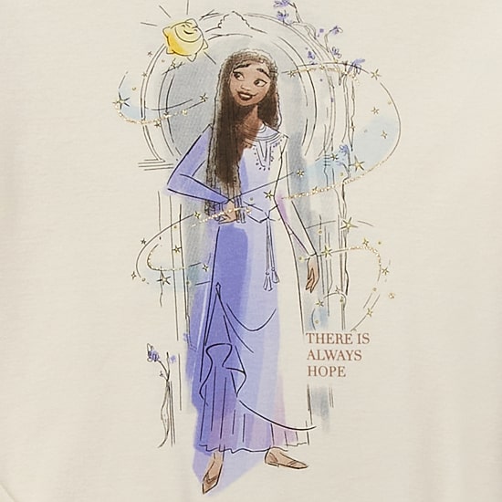 Disney Collection Little & Big Kid Girls Crew Neck Long Sleeve Regular Fit Wish Graphic T-Shirt