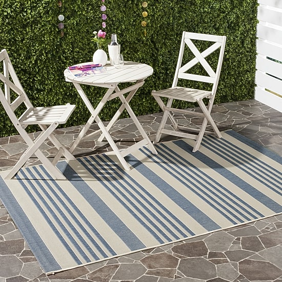 Safavieh Courtyard Collection Santos Stripe Indoor/Outdoor Square Area Rug