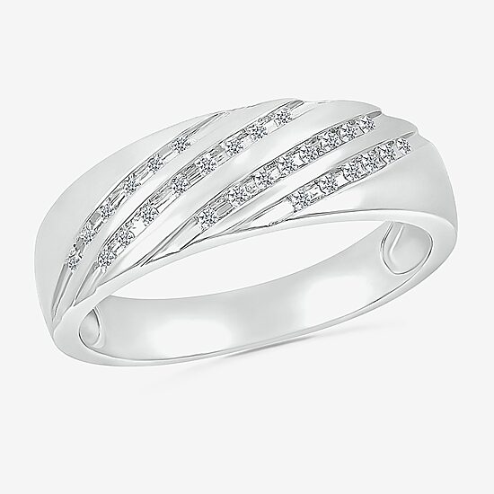 6.7mm Unisex Adult 1/2 CT. T.W. Natural White Diamond 10K Gold Round Side Stone Wedding Ring Set