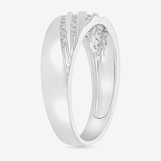 6.7mm Unisex Adult 1/2 CT. T.W. Natural White Diamond 10K Gold Round Side Stone Wedding Ring Set