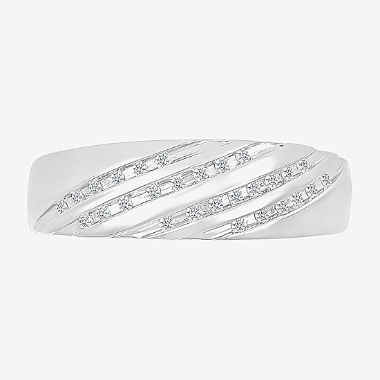 6.7mm Unisex Adult 1/2 CT. T.W. Natural White Diamond 10K Gold Round Side Stone Wedding Ring Set
