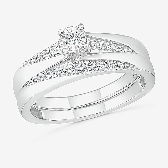5.20mm Unisex Adult 1/3 CT. T.W. Natural White Diamond 10K Gold Round Side Stone Wedding Ring Set
