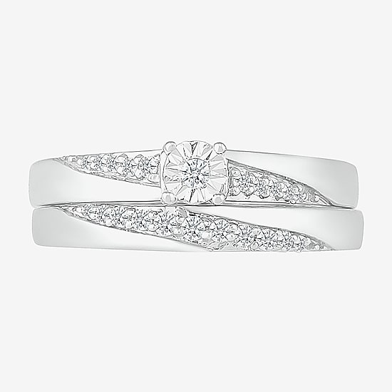 5.20mm Unisex Adult 1/3 CT. T.W. Natural White Diamond 10K Gold Round Side Stone Wedding Ring Set