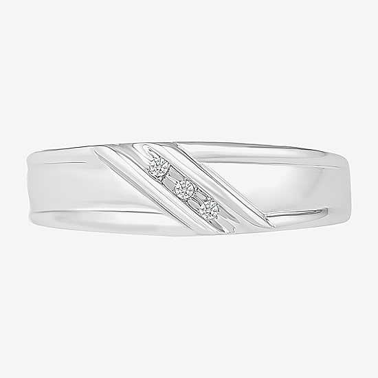4.60mm Unisex Adult 1/10 CT. T.W. Natural White Diamond 10K Gold Round Side Stone Wedding Ring Set