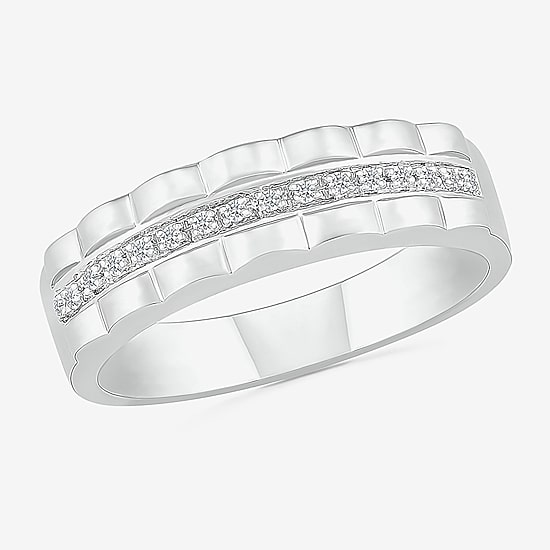 5.20mm Unisex Adult 1/4 CT. T.W. Natural White Diamond 10K Gold Round Side Stone Wedding Ring Set