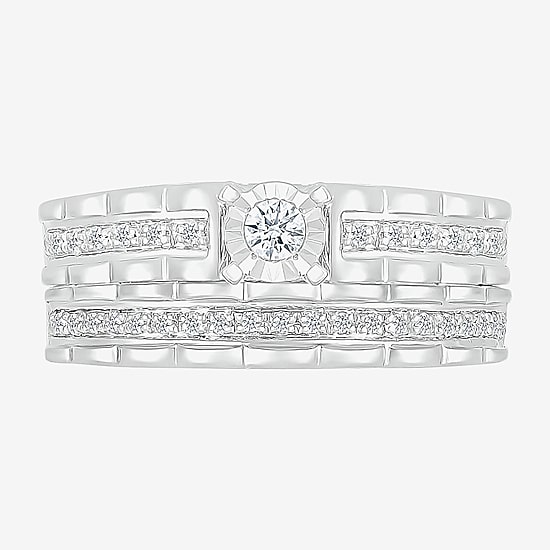 5.20mm Unisex Adult 1/4 CT. T.W. Natural White Diamond 10K Gold Round Side Stone Wedding Ring Set