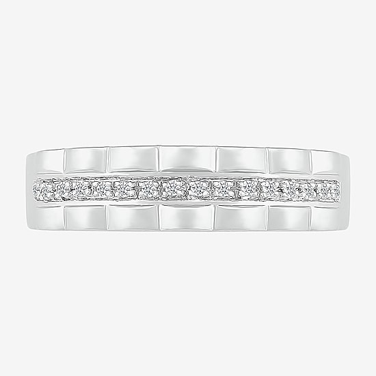 5.20mm Unisex Adult 1/4 CT. T.W. Natural White Diamond 10K Gold Round Side Stone Wedding Ring Set