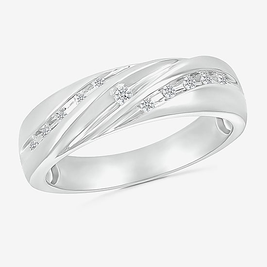 4.25mm Unisex Adult 1/2 CT. T.W. Natural White Diamond 10K Gold Round Side Stone Wedding Ring Set