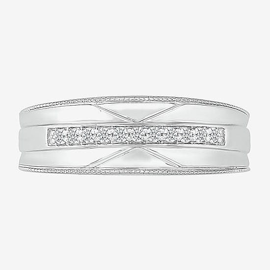 6.00mm Unisex Adult 1/2 CT. T.W. Natural White Diamond 10K Gold Round Halo Side Stone Ring Set