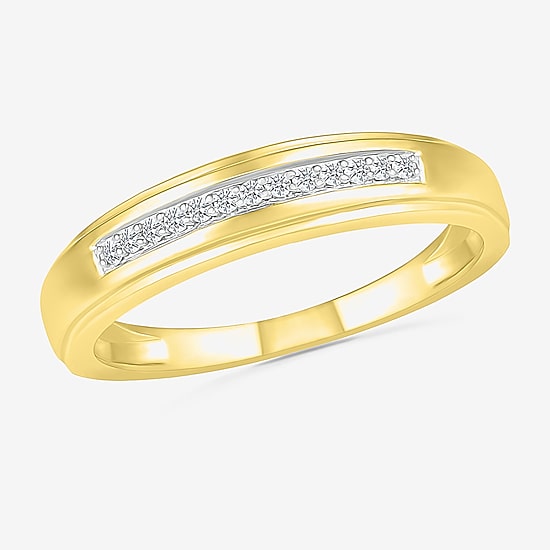 3.60mm Unisex Adult 1/5 CT. Natural White Diamond 10K Gold Round Side Stone Wedding Ring Set