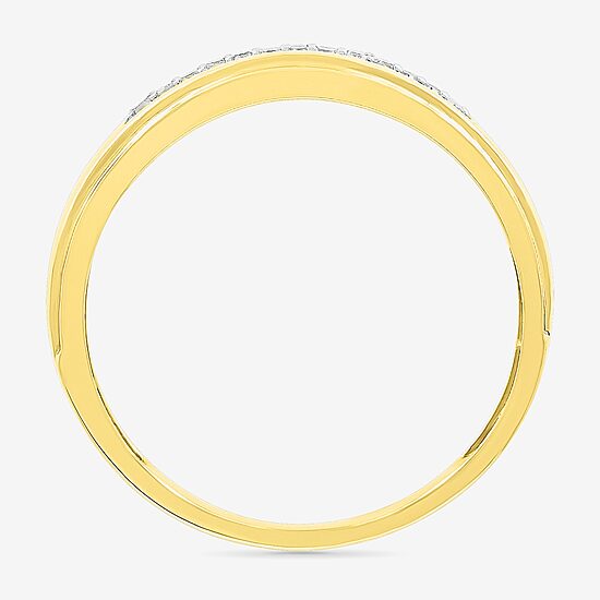 3.60mm Unisex Adult 1/5 CT. Natural White Diamond 10K Gold Round Side Stone Wedding Ring Set