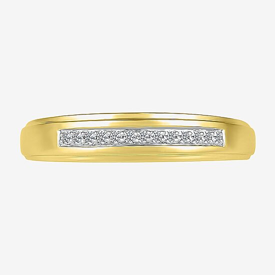 3.60mm Unisex Adult 1/5 CT. Natural White Diamond 10K Gold Round Side Stone Wedding Ring Set