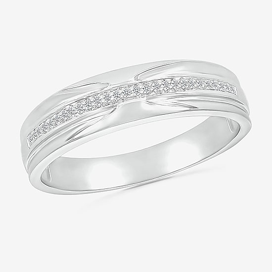 5.50mm Unisex Adult 1/4 CT. T.W. Natural White Diamond 10K Gold Round Side Stone Wedding Ring Set