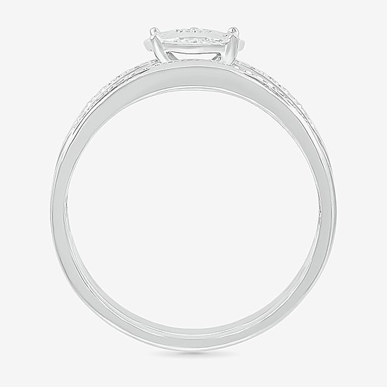 5.50mm Unisex Adult 1/4 CT. T.W. Natural White Diamond 10K Gold Round Side Stone Wedding Ring Set